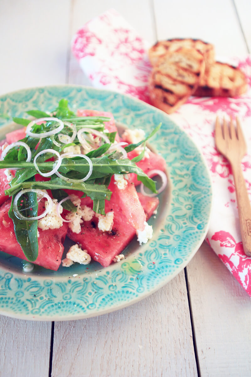 Wassermelonen & Feta Salat {flowers on my plate}